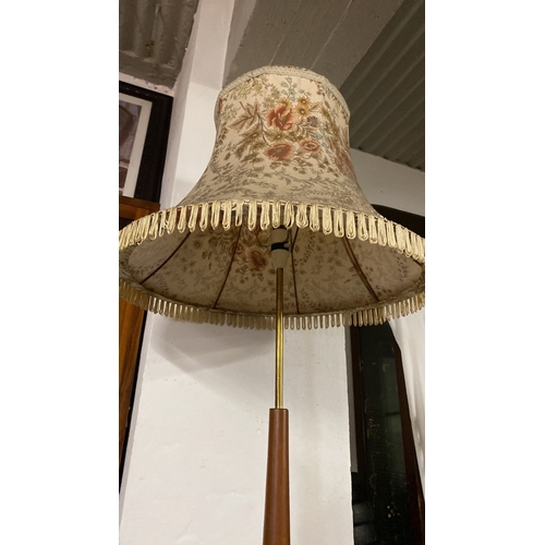 408 - A vintage standard lamp and shade for restoration.