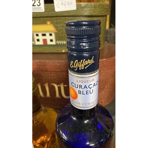 416 - A 70cl bottle of Jose Cuervo tequila and a 700ml 1885 Giffard Blue Curacao liqueur.