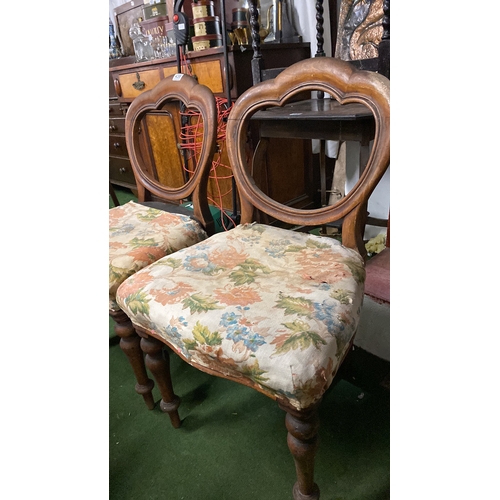 438 - A pair of antique mahogany balloon back chairs.