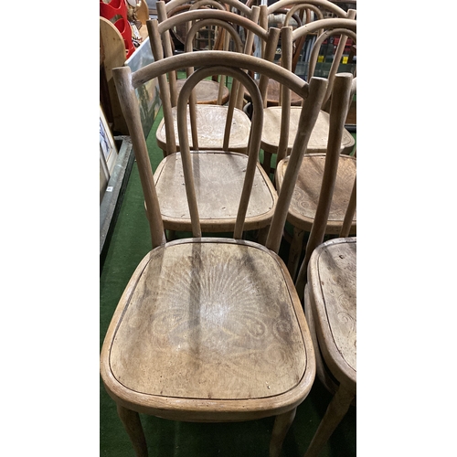 445 - A set of six and two Bentwood style kitchen chairs (a/f).