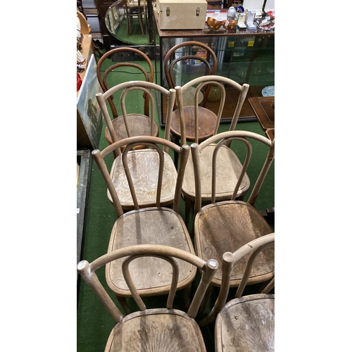 445 - A set of six and two Bentwood style kitchen chairs (a/f).