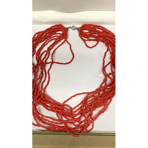 461 - A stunning red coral necklace.