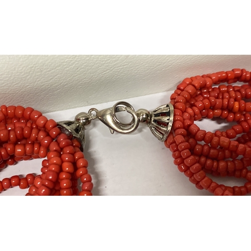 461 - A stunning red coral necklace.