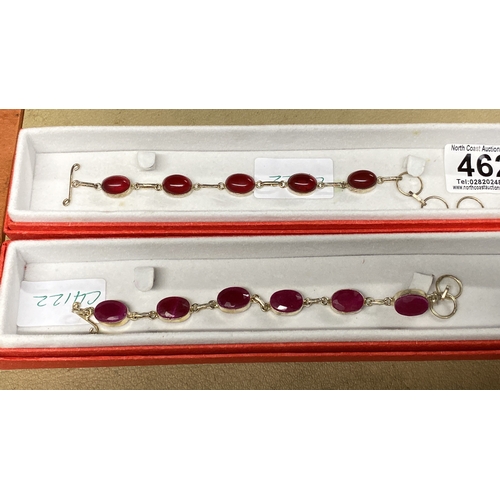 462 - Two bracelets with gem stone design,