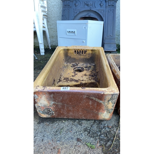 487 - A Victorian Salt Glazed Trough/ Planters