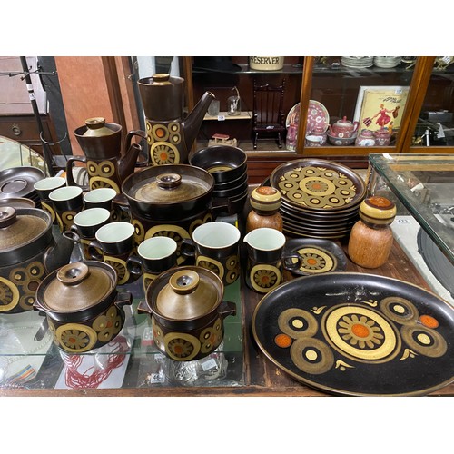 43 - An extremely large lot of vintage Denby Arbesque patterned tea, coffee and dinner ware.