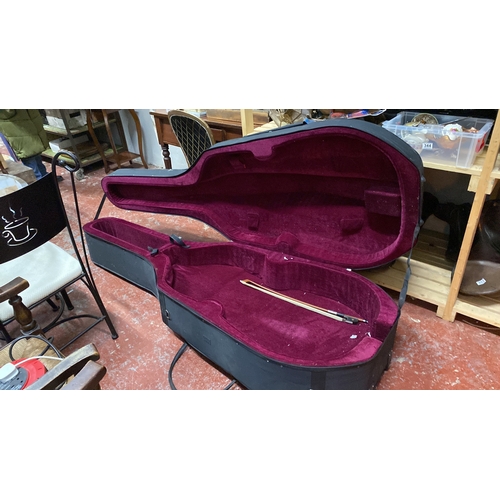 359 - A Gear4music double bass case/trolley.