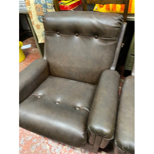 33 - A stunning three piece Parker Knoll brown leather suite.