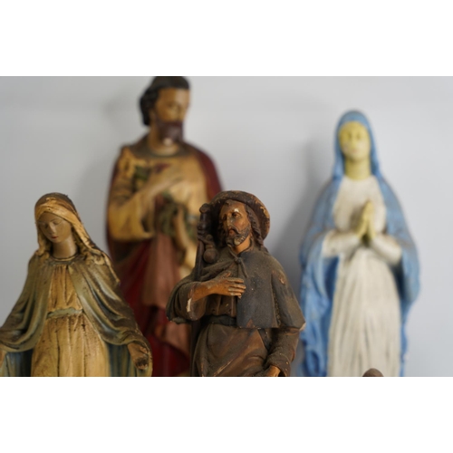 107 - A lot of vintage chalk and ceramic Religious figures.