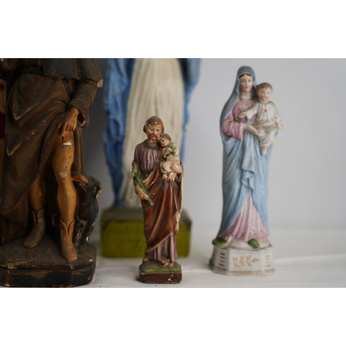 107 - A lot of vintage chalk and ceramic Religious figures.