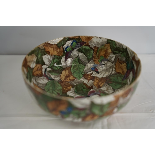 26 - A vintage Copeland Spode bowl decorated with leaves and butterfly design.