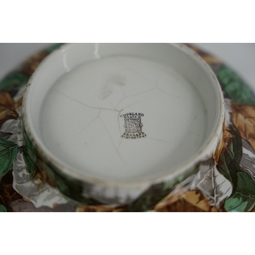 26 - A vintage Copeland Spode bowl decorated with leaves and butterfly design.