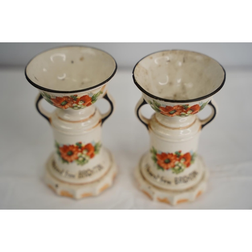 47 - A pair of vintage souvenir urns, 'A Present from Brighton'.