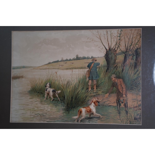 49 - An antique gilt framed print, 'The Duck Hunt'.