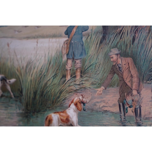 49 - An antique gilt framed print, 'The Duck Hunt'.