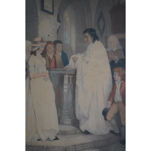 58 - A large antique framed print, 'The Baptism'.