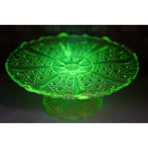 64 - A stunning vintage Uranium glass cake plate.