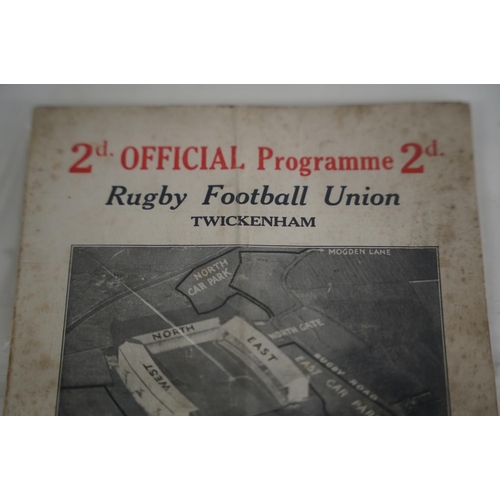 67 - A vintage rugby union programme for the match played between England v The Rest on 6th January 1934 ... 