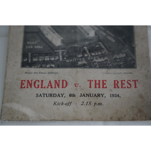 67 - A vintage rugby union programme for the match played between England v The Rest on 6th January 1934 ... 