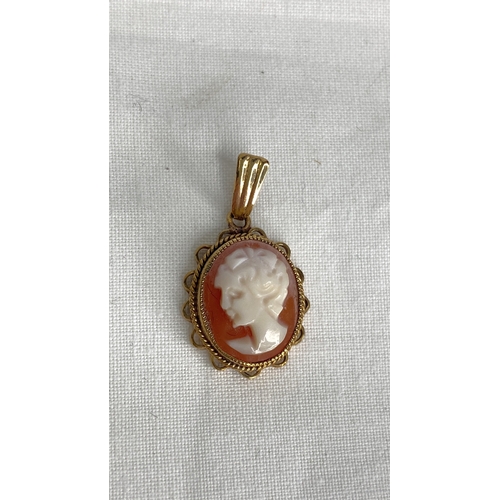 143 - A 9ct gold cameo pendant.