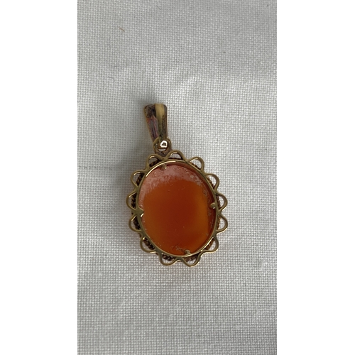 143 - A 9ct gold cameo pendant.