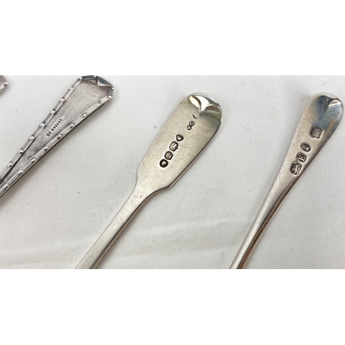 195 - Two Sterling silver jam spoons Sheffield 1901 and 1911 and Two Sterling silver spoons London 1800 an... 