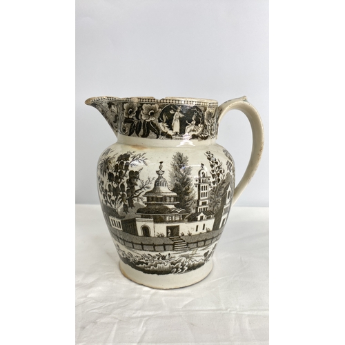 198 - A large 19th century Staffordshire jug (a/f).