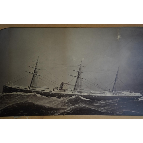 122 - An antique framed picture of a ship.