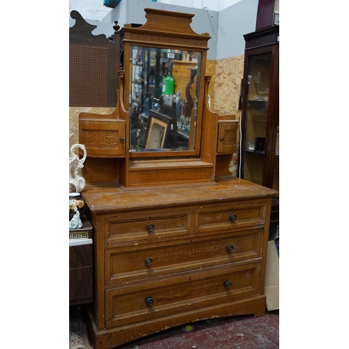 211 - An upcycled dressing table with bevelled glass mirror.