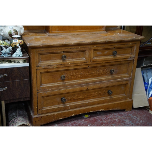 211 - An upcycled dressing table with bevelled glass mirror.