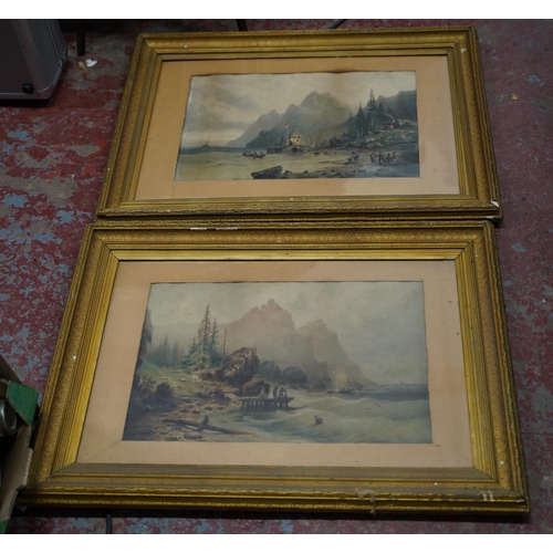 212 - Two antique gilt framed pictures.