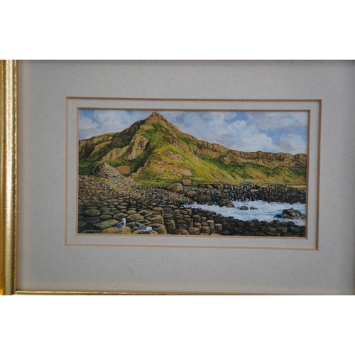 215 - Six framed local scene prints 'Giants Causeway', 'Portballintrae' and more by M Wilson.