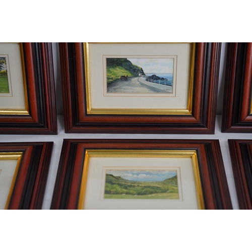 216 - Six framed local scene prints 'Royal Portrush', 'Dunluce Castle' and more by M Wilson.