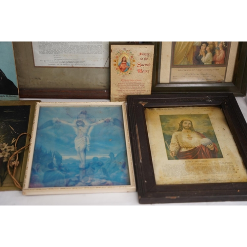 231 - A lot of vintage religious framed pictures and verses.