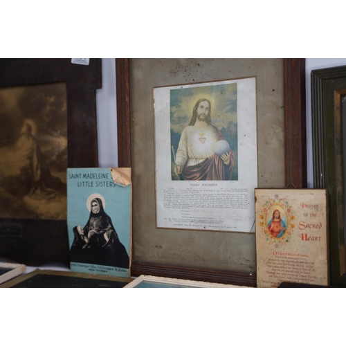 231 - A lot of vintage religious framed pictures and verses.