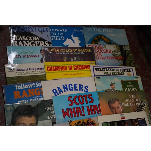 232 - A large lot of vintage records/albums to include Andy Stewart, Millar Memorial Flute Band, Rangers, ... 