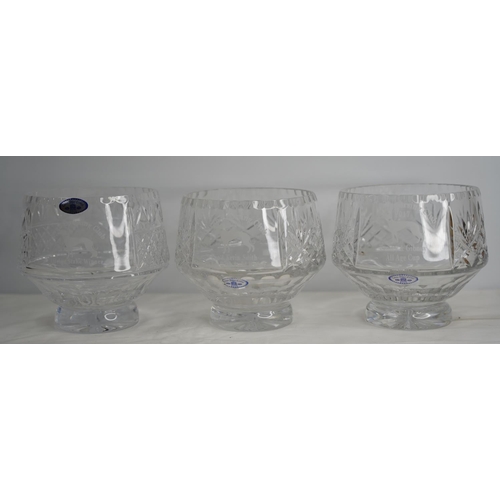 256 - Three large Cavan Abbey Crystal presentation bowls.