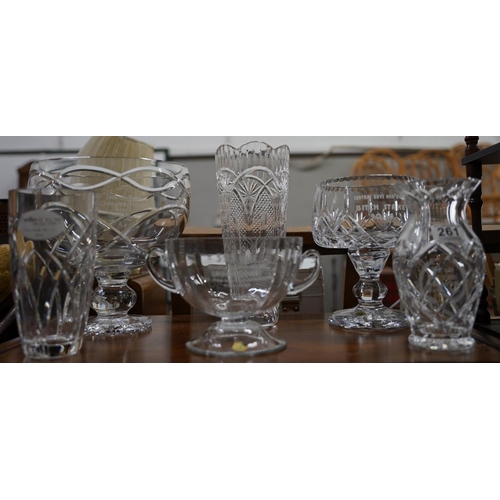 261 - A very large Cavan crystal presentation bowl, a Waterford crystal and Galway crystal vase and more.