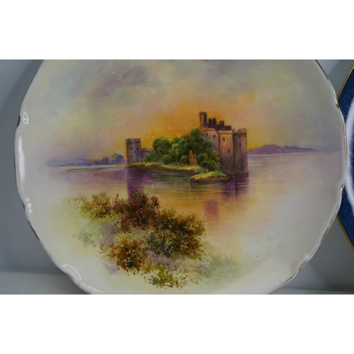 278 - Three hand painted Royal Doulton plates by R Brown and T Belford.