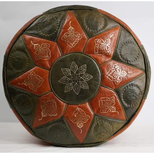 285 - A vintage leather Moroccan style pouffe.