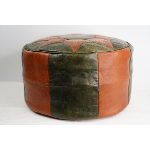 285 - A vintage leather Moroccan style pouffe.