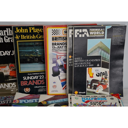 288 - A lot of vintage British Grand Prix and Formula One programmes.