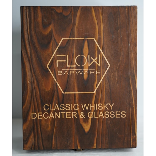 289 - A wooden cased Flow Barware decanter set.