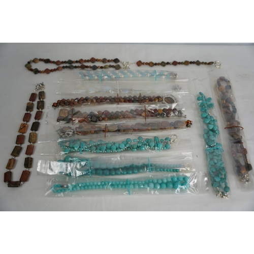 295 - A lot of new turquoise and beaded necklaces and bracelets etc.