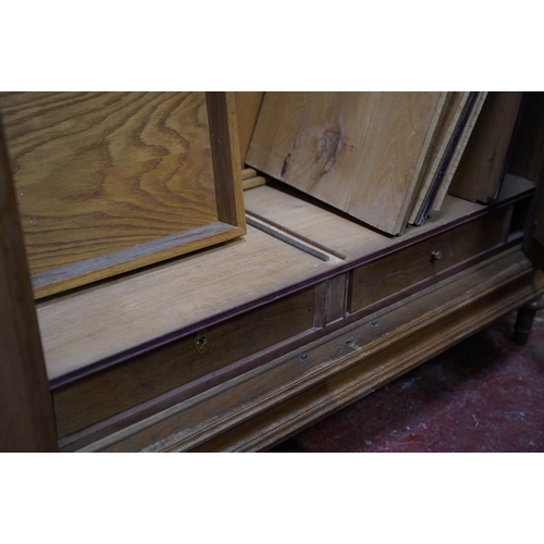 317 - A stunning three piece French style oak bedroom suite (slats and side connectors of the bed are miss... 