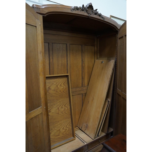 317 - A stunning three piece French style oak bedroom suite (slats and side connectors of the bed are miss... 