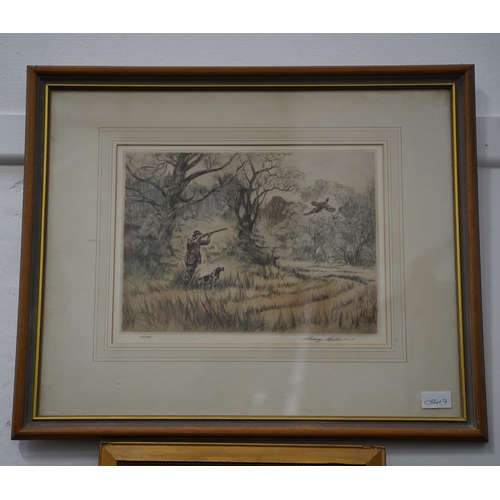 323 - A framed limited edition print 'The Hunt' signed.