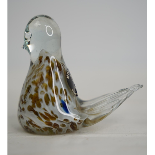 386 - A vintage glass bird paperweight.