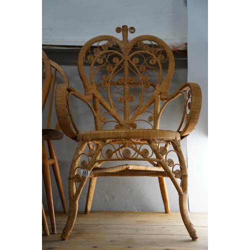 393 - A stunning vintage/ Mid Century rattan 'Peacock' parlour chair/ throne.