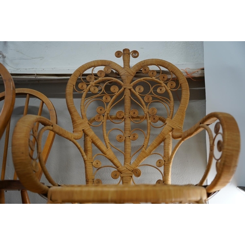 393 - A stunning vintage/ Mid Century rattan 'Peacock' parlour chair/ throne.